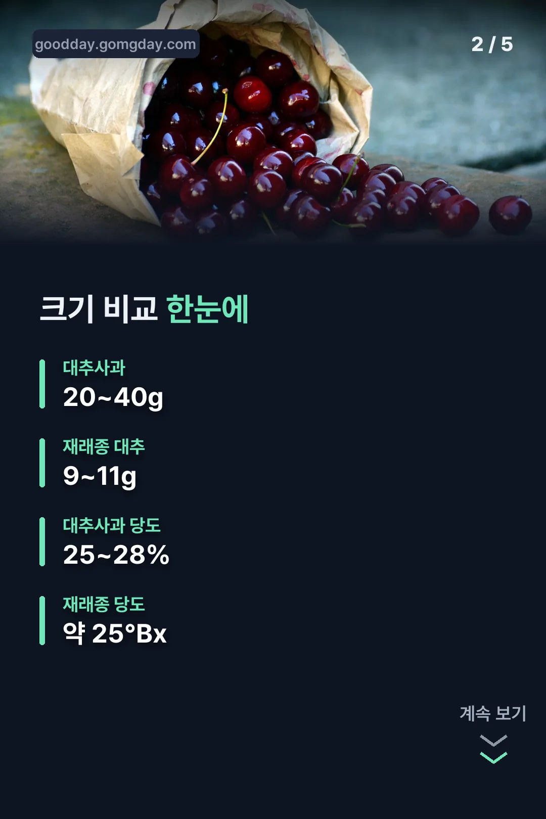 대추사과 재래종 크기 비교