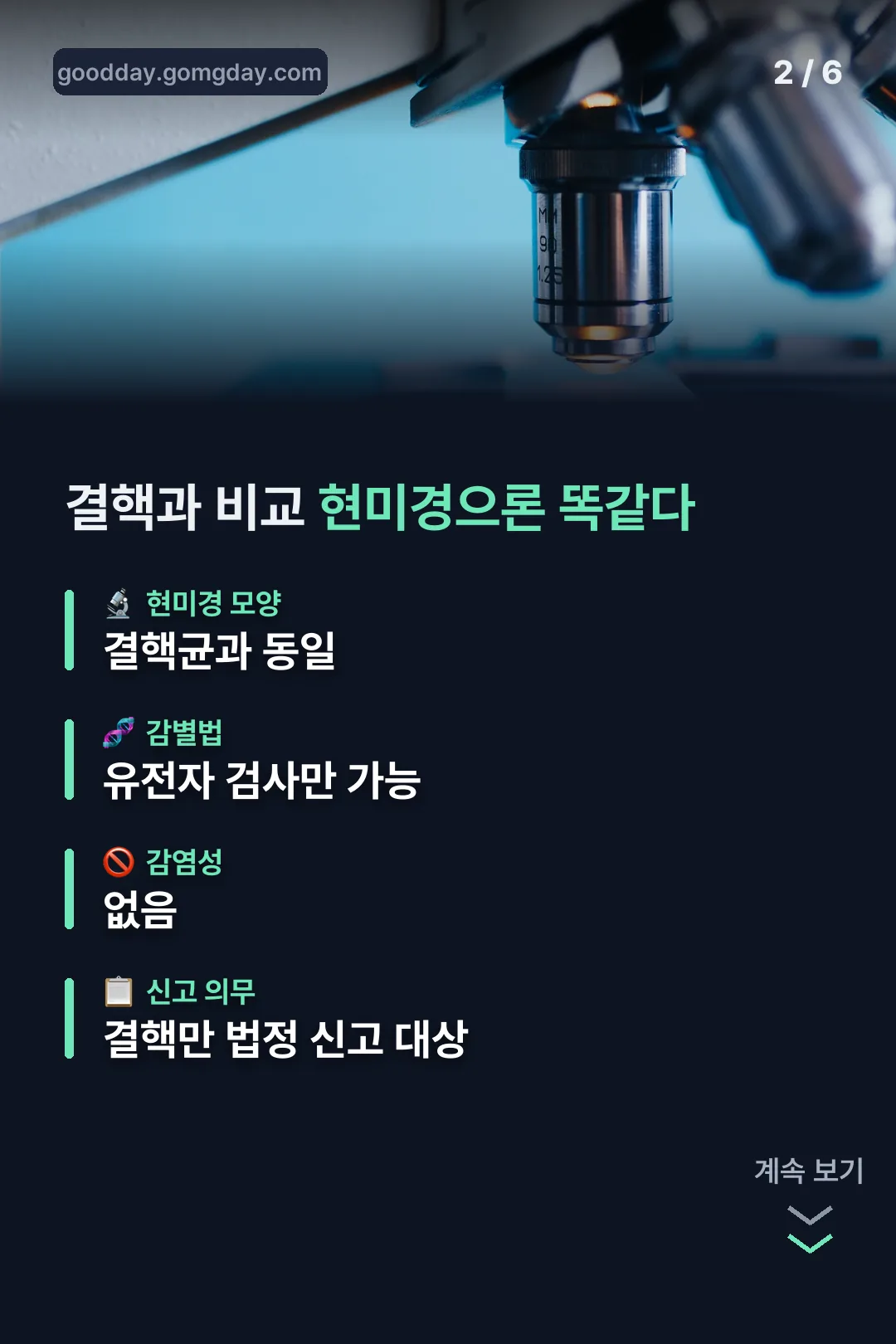 결핵과 비교표