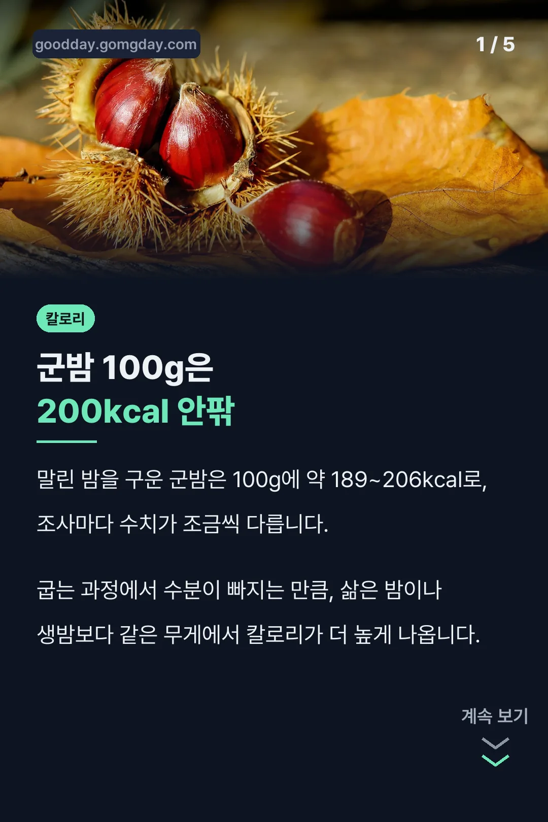 군밤 칼로리 수치